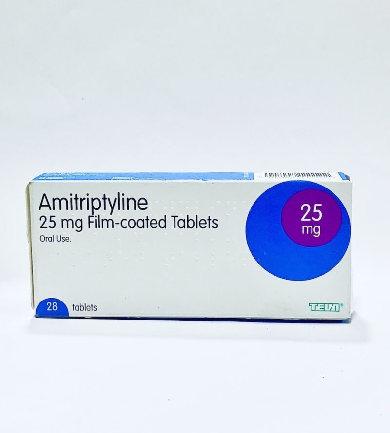 Doosje Amitriptyline van Teva voor behandeling van depressie en zenuwpijn.