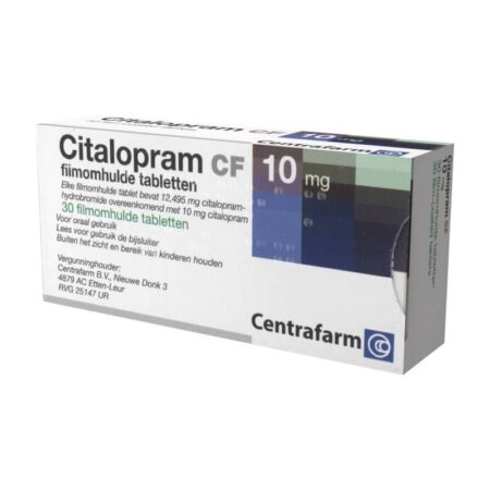 Doosje Citalopram 10 mg van Centrafarm voor behandeling van depressie en angst.