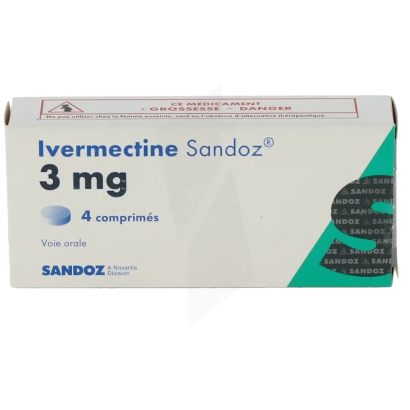 Doosje Ivermectine 3 mg van Sandoz voor behandeling van parasitaire infecties.