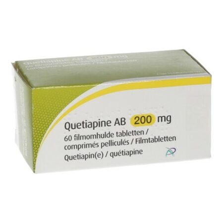 Doosje Quetiapine 200 mg van Aurobindo, antipsychoticum voor stemmingsstabilisatie en angstvermindering.