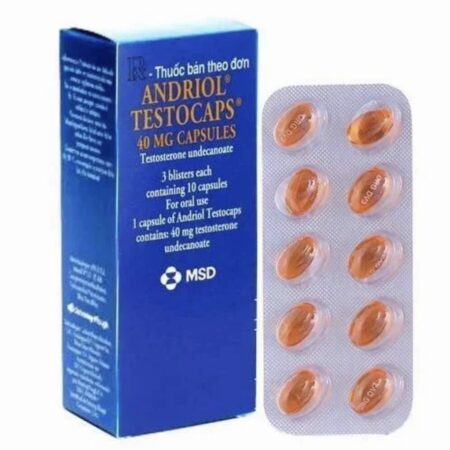 Doosje en strip Testosteron Undecanoate capsules van Andriol voor testosteronondersteuning.